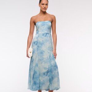 Abercrombie & Fitch Camille Strapless Godet Midi Dress